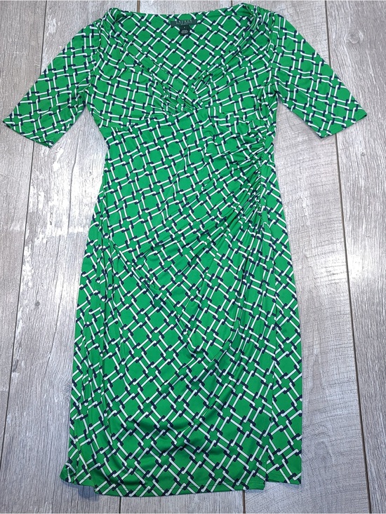 Lauren Ralph Lauren Dresses & Skirts - Lauren Ralph Lauren Green Geometric Print Ruched Women’s Dress medium